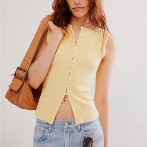 Free People Tilly Vest Mellow Yellow Size S (Sold out online)